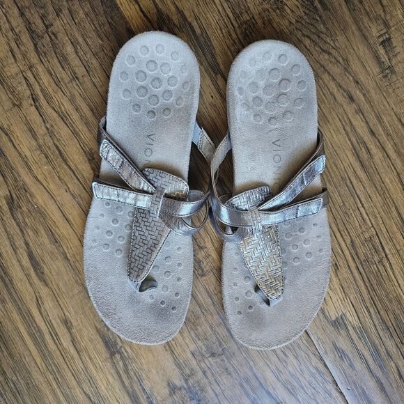 Vionic Size 10 Karley Silver Metallic Flip-flop Sandals Summer Comfort - Picture 3 of 4